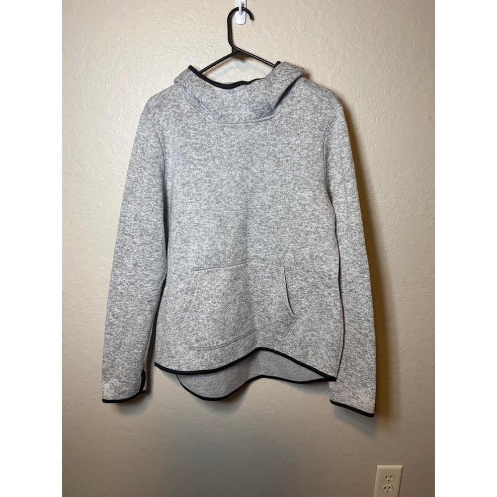 Danskin Now Heather Gray Funnel Neck Thumb Hole Hoodie Pullover Athleisure